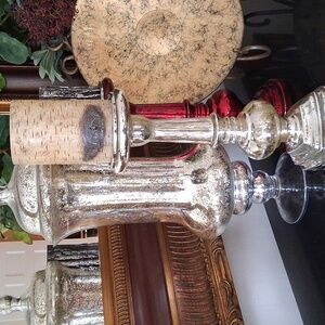 Pottery Barn Lrg Antique Mercury Silver Candle Holder